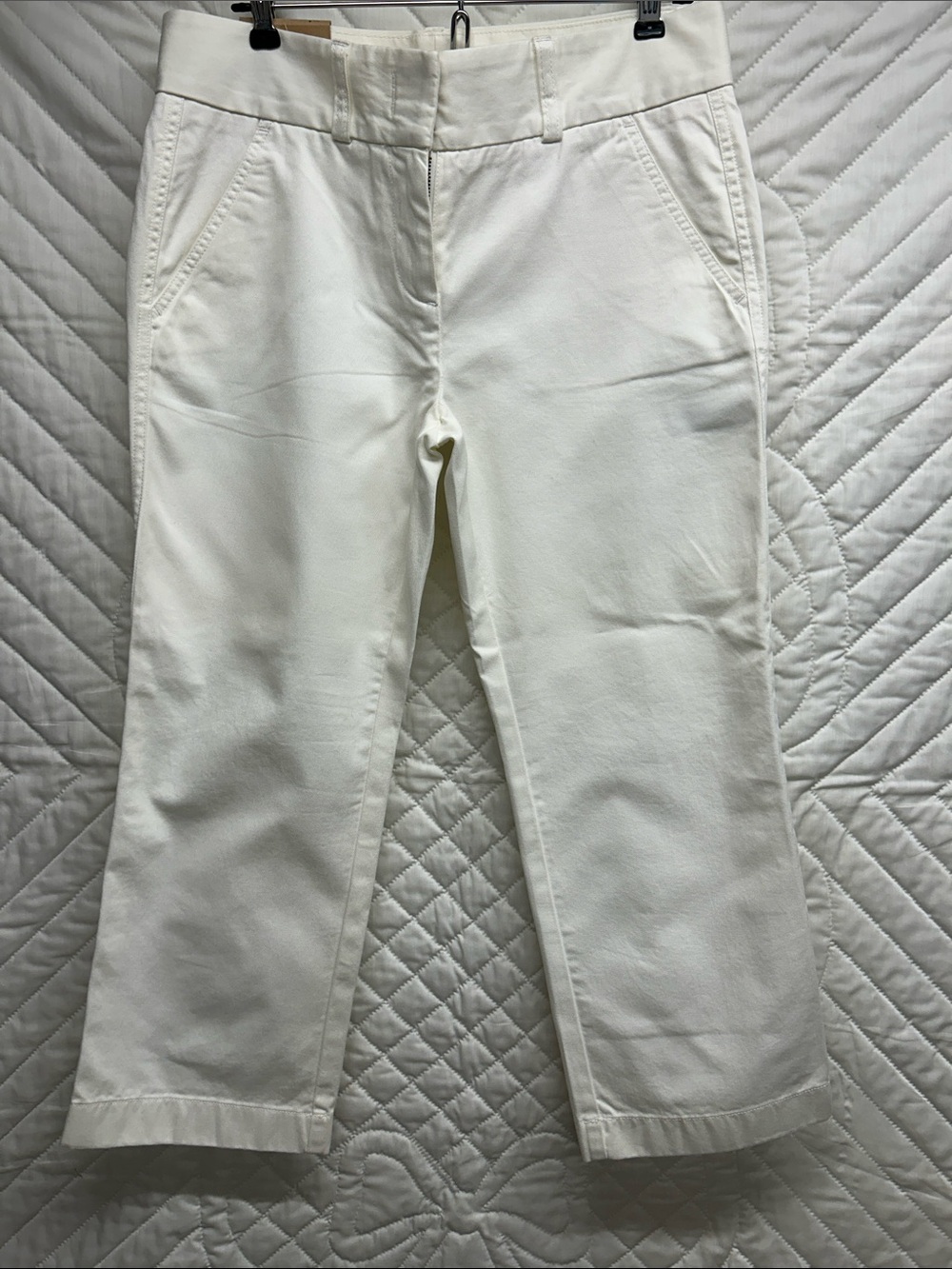 J. Crew Off-White Cropped Straight-Leg Jeans